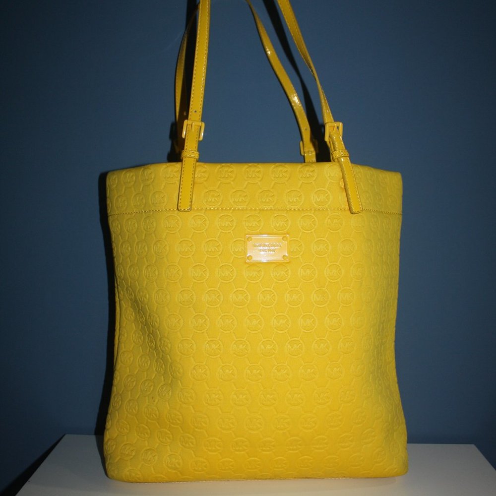 Michael Kors yellow neoprene tote